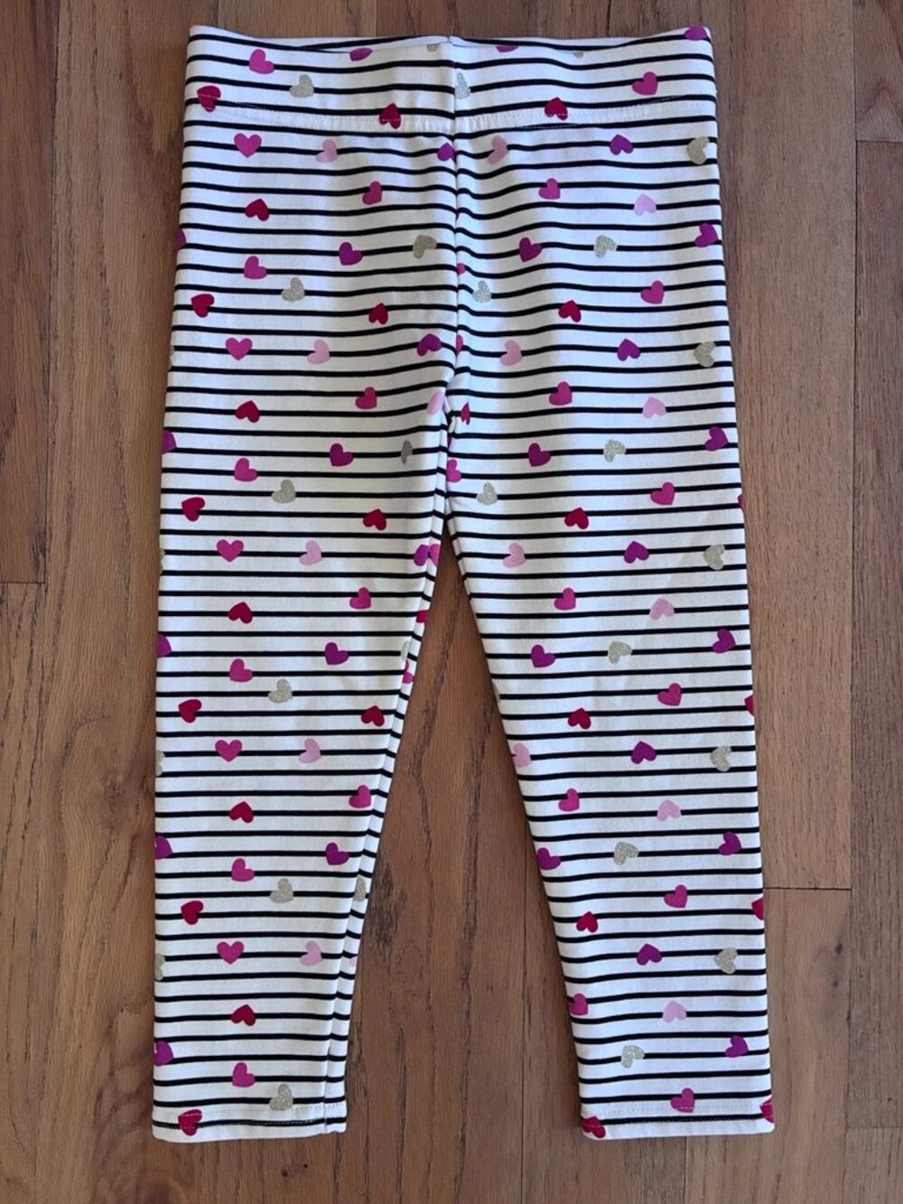 Isaac Mizrahi Girls Striped Metallic Heart Leggings Size XS (4)